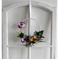 Fensterdeko, Reif mit Blüten, Türkranz, Landhaus Bild 1