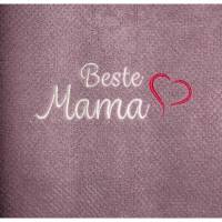 Besticktes Handtuch Beste Mama Oma Schwester Tante Freundin mit Herz und Monogramm Frotteetuch Geschenkideen Bild 1