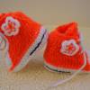 Babyschuhe Babyturnschuhe Babysocken Handarbeit Polyacryl Neon Farben Orange Bild 6
