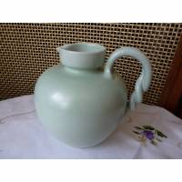 Vintage Keramik-Kugel-Vase - lindgrün-grau Bild 1