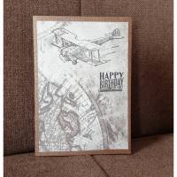 Happy Birthday Geburtstagskarte " Flugzeug " VintageLook Bild 1