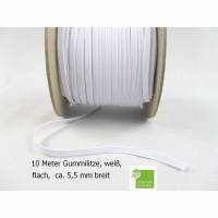 10 m Gummiband, weiß, flach, 5 mm, Elastikband, Bastelmaterial