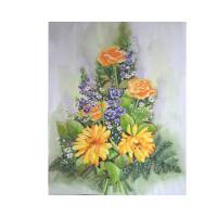 Aquarellbild Blumenstrauß handgemalt 36 x 48 cm Hochformat Bild 1