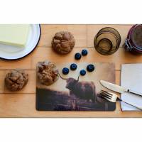 Hochlandrind Galloway Rind Schottland Frühstücksbrettchen Fotografie Brettchen aus Melamin, spülmaschinenfest, Schneidebrett 14 x 23 cm Bild 1