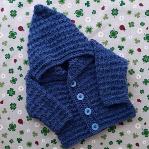 Strickjacke mit Kapuze Größe 62/68 jeansblau jacke gestrickt  kapuzenjacke pullover handarbeit gestrickt babyjacke unisex geschenk geburt