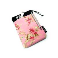 Tablet Hülle 7 / 8 Zoll Extrafach Tasche Reißverschluss Handarbeit Rosen rosa Bild 1
