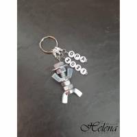 Personalisierter Schlüsselanhänger Schraubenmännchen weiß - Opa 2024 - Schwangerschaftsverkündung Vatertag Weihnachten Bild 1