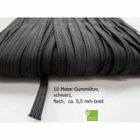 10 m Gummiband, schwarz, flach, 5 mm, Elastikband, Bastelmaterial Bild 1