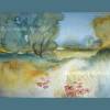 Wiese Wald und wilder Mohn Aquarell handgemalt 24 cm x 30 cm Querformat Bild 2