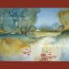 Wiese Wald und wilder Mohn Aquarell handgemalt 24 cm x 30 cm Querformat Bild 4