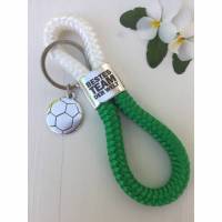 Schlüsselanhänger aus Segelseil/Segeltau für Fussball-Fans, Zwischenstück "Bestes Team der Welt", grün/weiß, Anh Bild 1