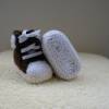 Babyschuhe Babyturnschuhe Babysocken Handarbeit,Polyacryl  Braun/Weiß/Sand Bild 2
