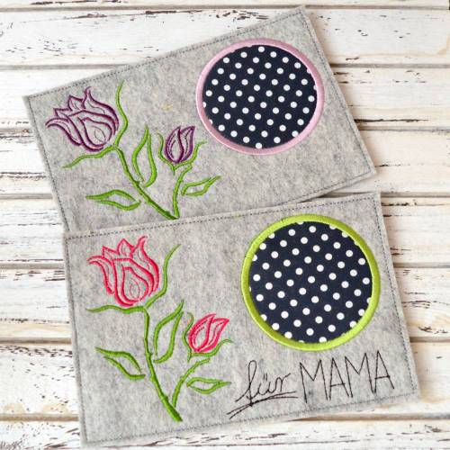 Stickdatei Untersetzer Rose MugRug 13x18cm und 13x20cm