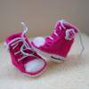 Babyschuhe Babyturnschuhe Babysocken Handarbeit,Polyacryl  Pink/Weiß/Schwarz Bild 2