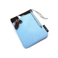 Tablet Hülle 7" Extrafach Tasche Reißverschluss hellblau weiß braun Einzelstück Bild 1