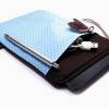 Tablet Hülle 7" Extrafach Tasche Reißverschluss hellblau weiß braun Einzelstück Bild 2