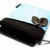 Tablet Hülle 7" Extrafach Tasche Reißverschluss hellblau weiß braun Einzelstück Bild 4
