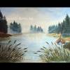 Waldsee Aquarell handgemalt 36 x 51 cm Querformat Bild 2