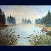 Waldsee Aquarell handgemalt 36 x 51 cm Querformat Bild 4