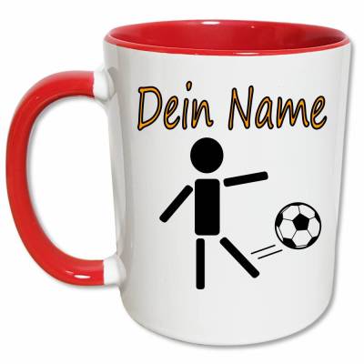 Fußball Tasse mit Namen Junge Mädchen, Fußball Kinder Geschenk Geburtstag Weihnachten, Namenstasse Sohn, Neffe, Patenkind, Kind