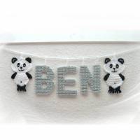 Girlande mit Name und Panda in Wunschfarben,  personalisiertes Geschenk , Baby Geburt Taufe Kinderzimmer Bild 1