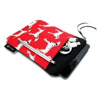 Tablet Hülle 7 / 8 Zoll Extrafach Tasche Reißverschluss Handarbeit Dalmatiner rot Hund Bild 1