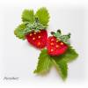 2 gehäkelte Erdbeeren aus 2 Farbvariationen wählbar - Häkelapplikationen - Aufnäher - rot, grün, gelb Bild 2