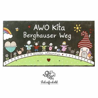 Abschiedsgeschenk Kindergarten, Türschild aus Schiefer personalisiert, Geschenk für Erzieher und Tagesmutter