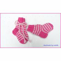 Babysocken zum Binden in pink, rosa, Wolle Merino Bild 1