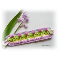 Gehäkeltes romantisches Armband mit Blüten aus Baumwolle - rosa, gelb, weiß, grün, flieder Bild 1
