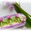 Gehäkeltes romantisches Armband mit Blüten aus Baumwolle - rosa, gelb, weiß, grün, flieder Bild 3
