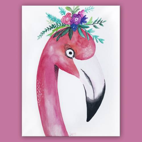 Flamingo Acrylbild handgemalt