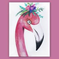 Flamingo Acrylbild handgemalt, 40x30cm Bild 1