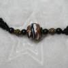 Perlenset handgefädelt aus schwarzen Stabperlen mit schwarzen Kristallen in türkischer Häkeltechnik Bild 5