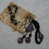 Perlenset handgefädelt aus schwarzen Stabperlen mit schwarzen Kristallen in türkischer Häkeltechnik Bild 7