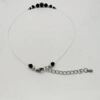Perlen-Halskette mit Naturstein in schwarz silber 45cm plus Verlängerungskette Bild 7