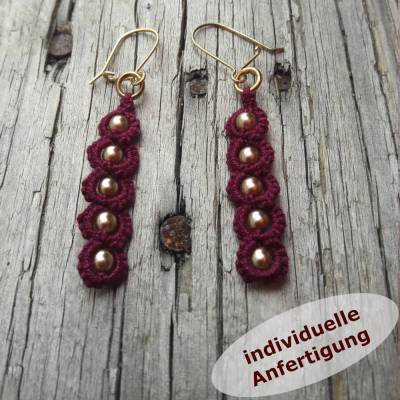 Ohrring Simple Eleganz je 5 Perlen Baumwolle Ohrringteil Silber oder vergoldet INDIVIDUELLE ANFERTIGUNG