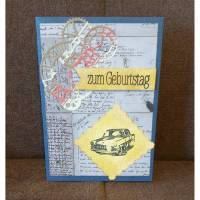 Geburtstagskarte " zum Geburtstag und Auto  " VintageLook Bild 1