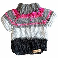 Pullover für kleine Hunde Hellgrau Grau Pink Anthrazit gestrickt Wolle Lana Grossa Colorblocking Rückenlänge 26 cm Bild 2