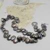 Echte Perlenkette Süßwasser schwarz-grau, originell mit 925er-Silber Zwischenscheiben, Schloß mexikanisch Bild 4