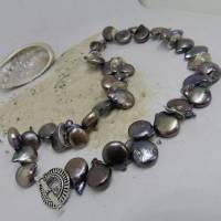 Perlenkette graue Süßwasserperlen mit 925er Silber Schloß mexikanisch Bild 5