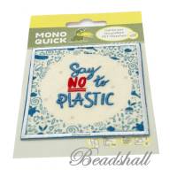 Bügelbild Recycl-Patch Say no to Plastic Fäden aus PET-Flaschen Applikation Umweltschutz Bild 2