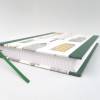 Notizbuch, Häuser, DIN A5, 160 Blatt kariert, Hardcover, hellgrün, Fadenheftung, handgefertigt Bild 3