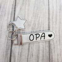 Schlüsselanhänger silber Anhänger Opa Herz  Schlüsselanhänger Vatertag aus Kunstleder Stern Bild 1