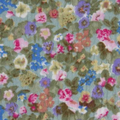 Musselin Baumwolle Double Gauze mint geblümt – Blusenstoff, Kleiderstoff & Spucktuch Meterware