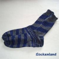 handgestrickte Socken, Strümpfe, Herrenstrümpfe in Gr. 44/45, in blau und grau, Herrensocken Einzelpaar Bild 1
