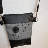Kleine Handtasche Pusteblume grau Umhängetasche Dandelion grau schwarz Tasche mit Anhänger Kunstleder Bild 2