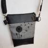 Kleine Handtasche Pusteblume grau Umhängetasche Dandelion grau schwarz Tasche mit Anhänger Kunstleder Bild 3