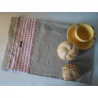 Brotbeutel "de luxe" Leinen beige/ rosa mit Baumwollkordel von friess-design Bild 1