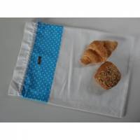 Brotbeutel *Puntini* türkis Baumwolle weiß mit Kordel von friess-design Bild 1
